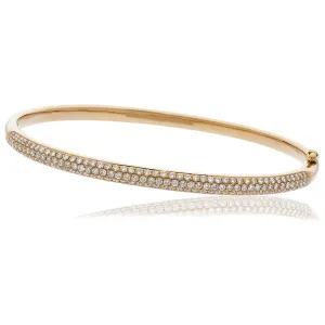 Diamond 3 Row Pave Bangle 1.50ct F VS Quality in 18k Rose Gold