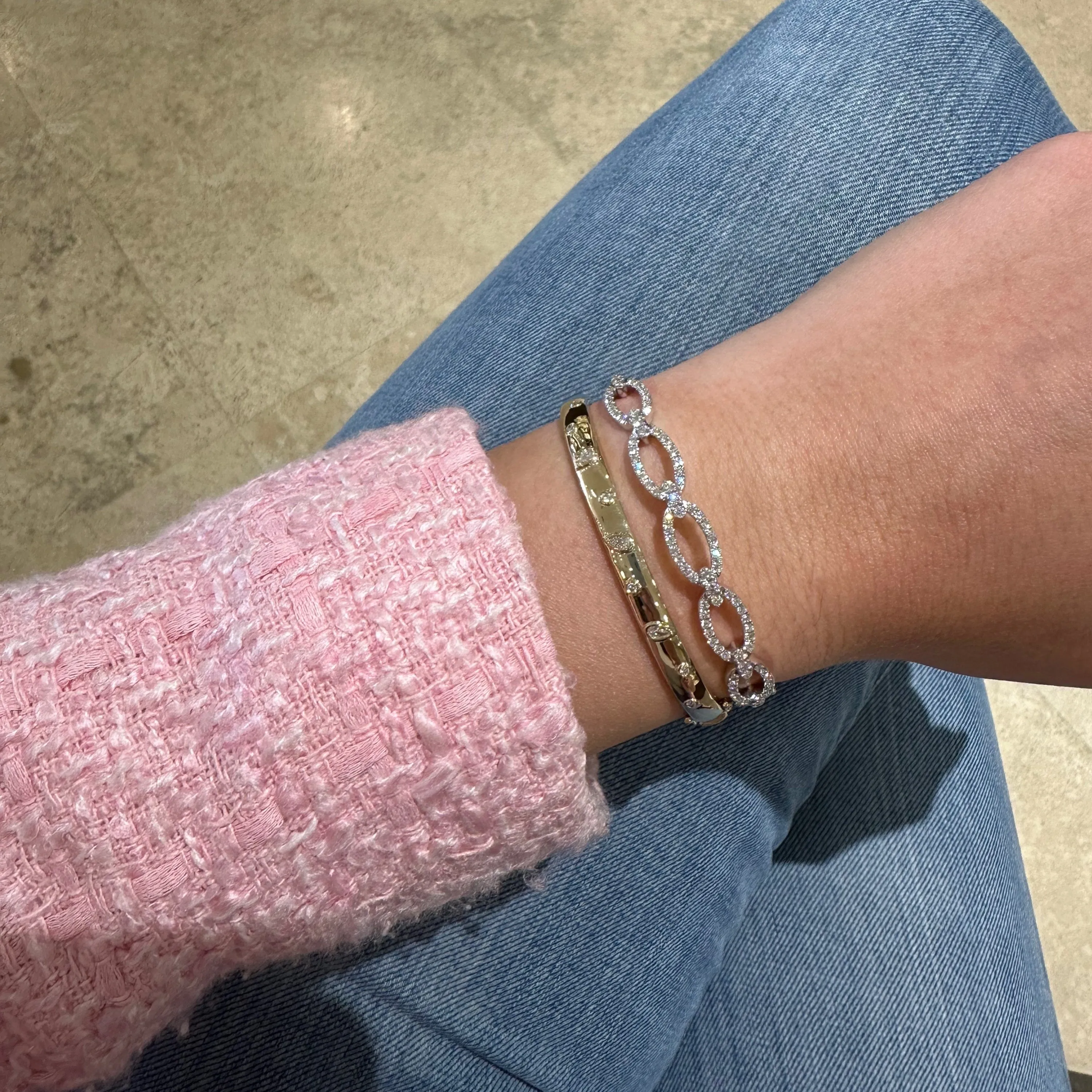 Diamond Open Ovals Bangle Bracelet