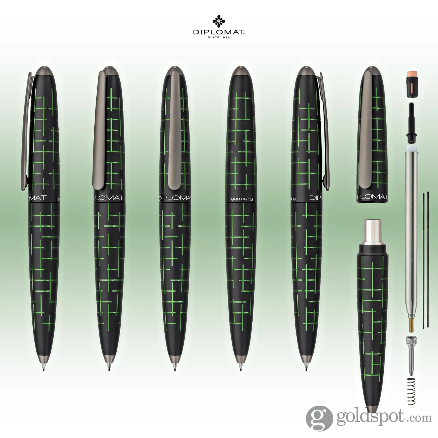 Diplomat Elox Matrix Mechanical Pencil in Ring Black/Green - .7mm