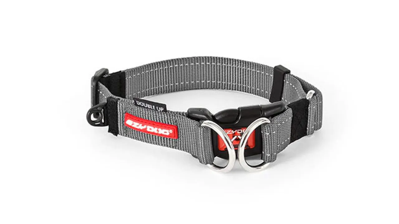 Dog Collar - EzyDog Collar Double Up Grey - Medium