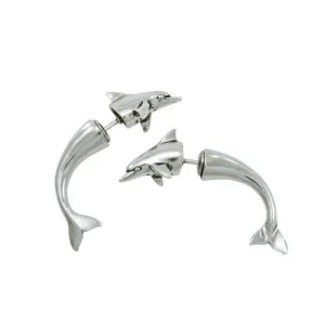 Dolphin Illusion Sterling Silver Post Earrings
