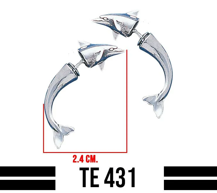 Dolphin Illusion Sterling Silver Post Earrings