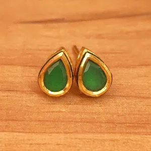 EMERALD GREEN LOOK KUNDAN MEENAKARI STUDS