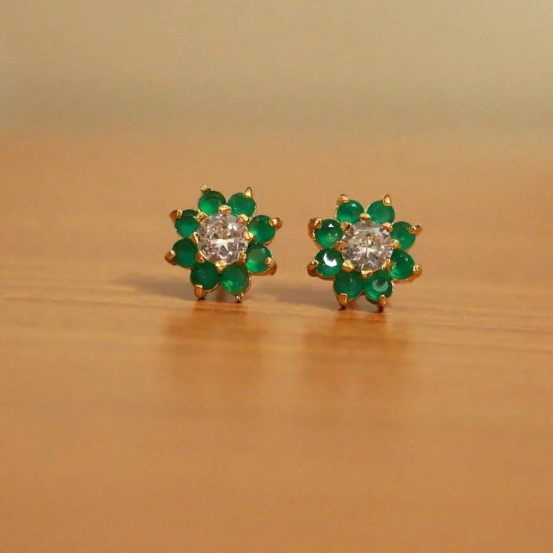 Emerald Look Diamond Pattern Studs