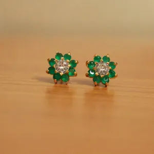 Emerald Look Diamond Pattern Studs