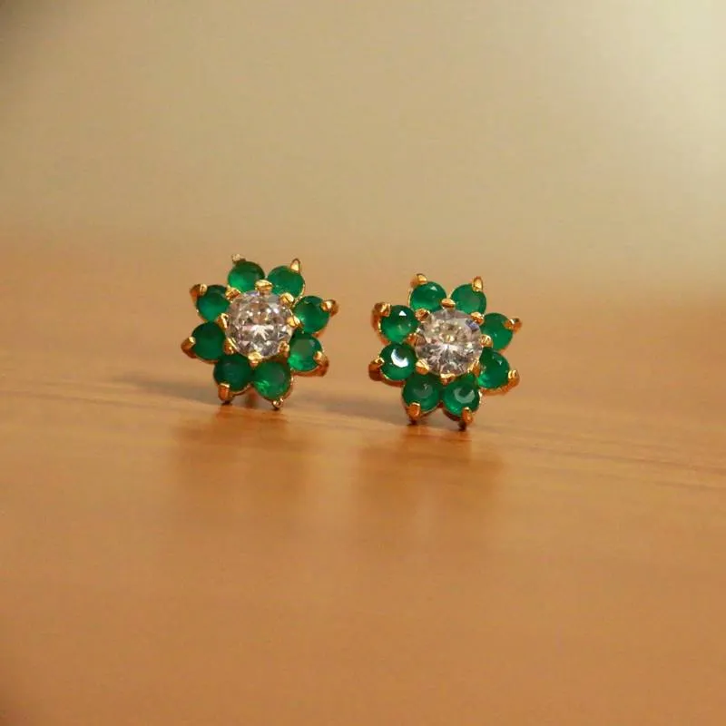 Emerald Look Diamond Pattern Studs