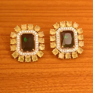 EMERALD LOOK FINE DIAMOND LOOK STUDS