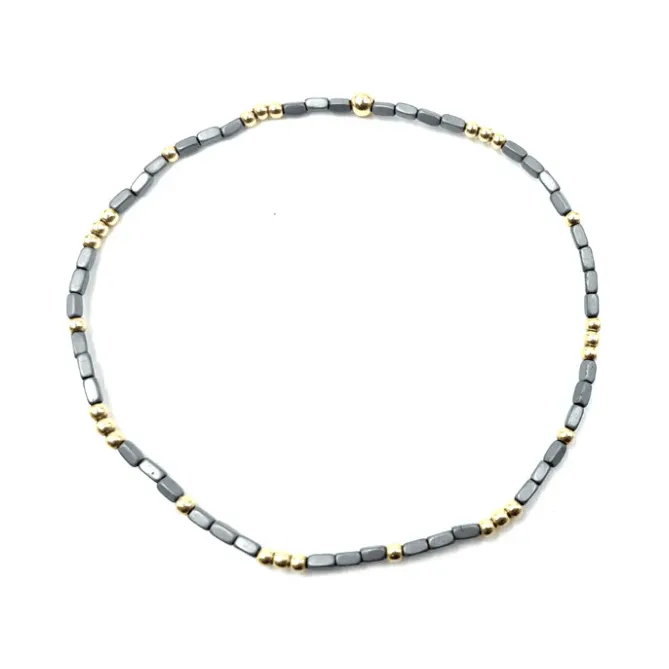 Erin Gray 2mm Harbor Dark Gray & Gold Filled Waterproof Bracelet 7 in.
