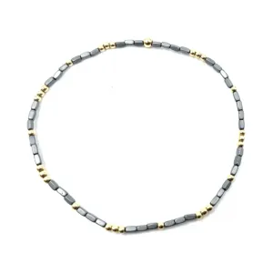 Erin Gray 2mm Harbor Dark Gray & Gold Filled Waterproof Bracelet 7 in.
