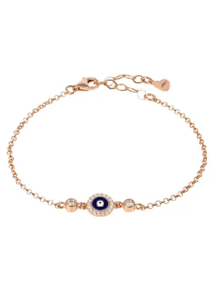 Evil Eye Enamel Dark Blue Bracelet Rosegold