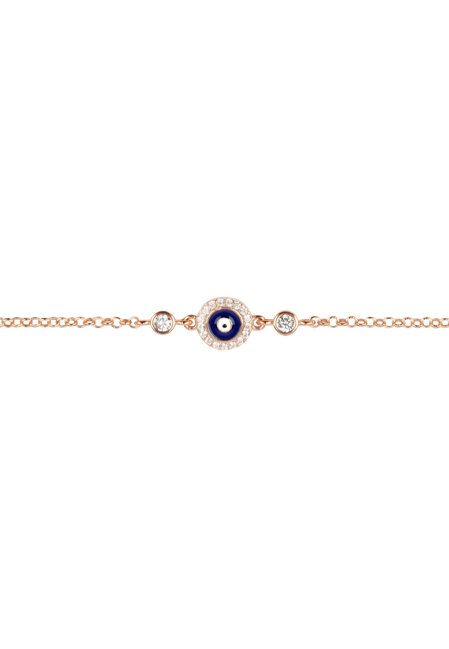 Evil Eye Enamel Dark Blue Bracelet Rosegold