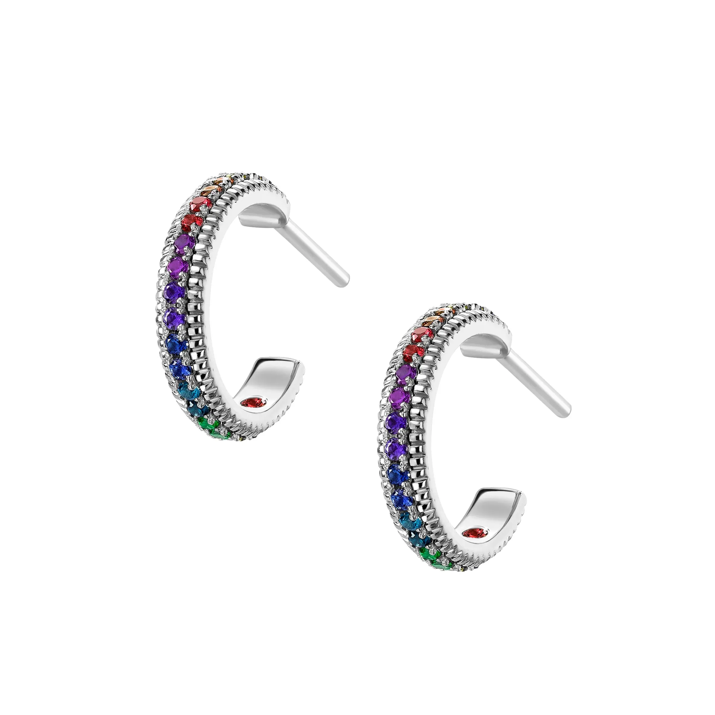 Faberge Colours of Love 18ct White Gold Multicolour Gemstone Hoop Earrings
