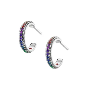 Faberge Colours of Love 18ct White Gold Multicolour Gemstone Hoop Earrings