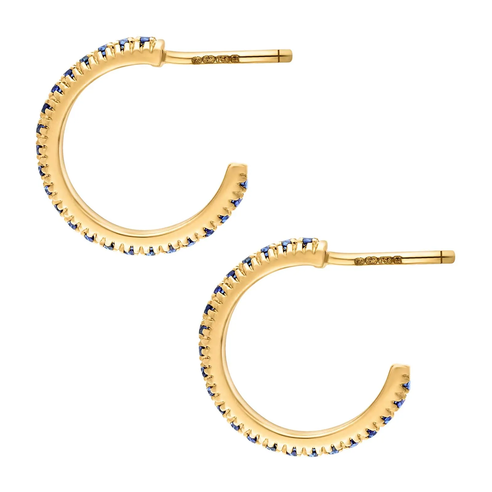 Faberge Colours of Love Yellow Gold Blue Sapphire Hoop Earrings