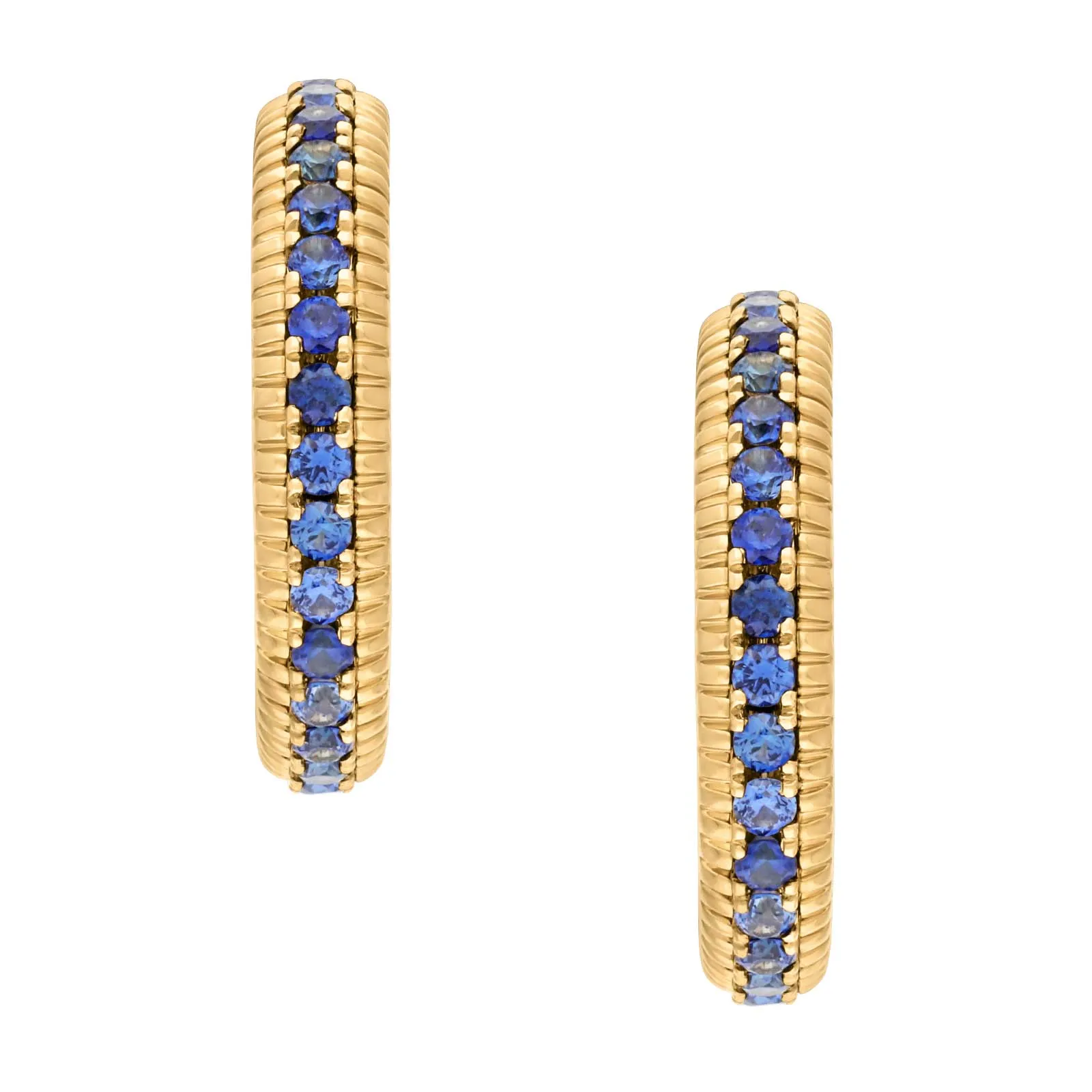 Faberge Colours of Love Yellow Gold Blue Sapphire Hoop Earrings