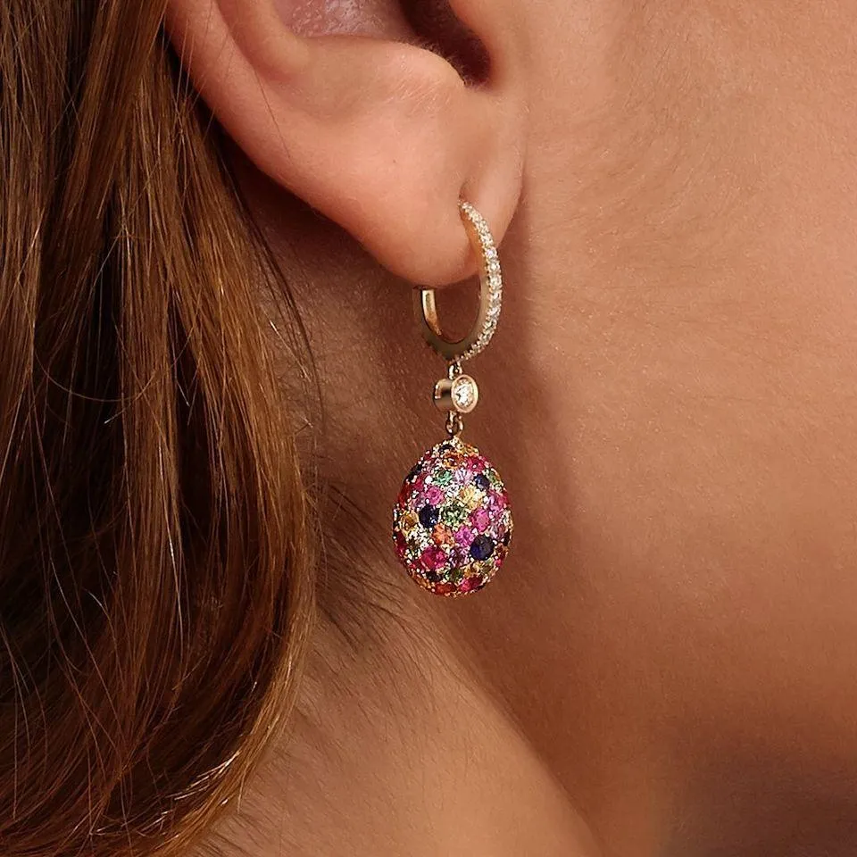 Faberge Emotion 18ct Yellow Gold Multi-Coloured Drop Earrings