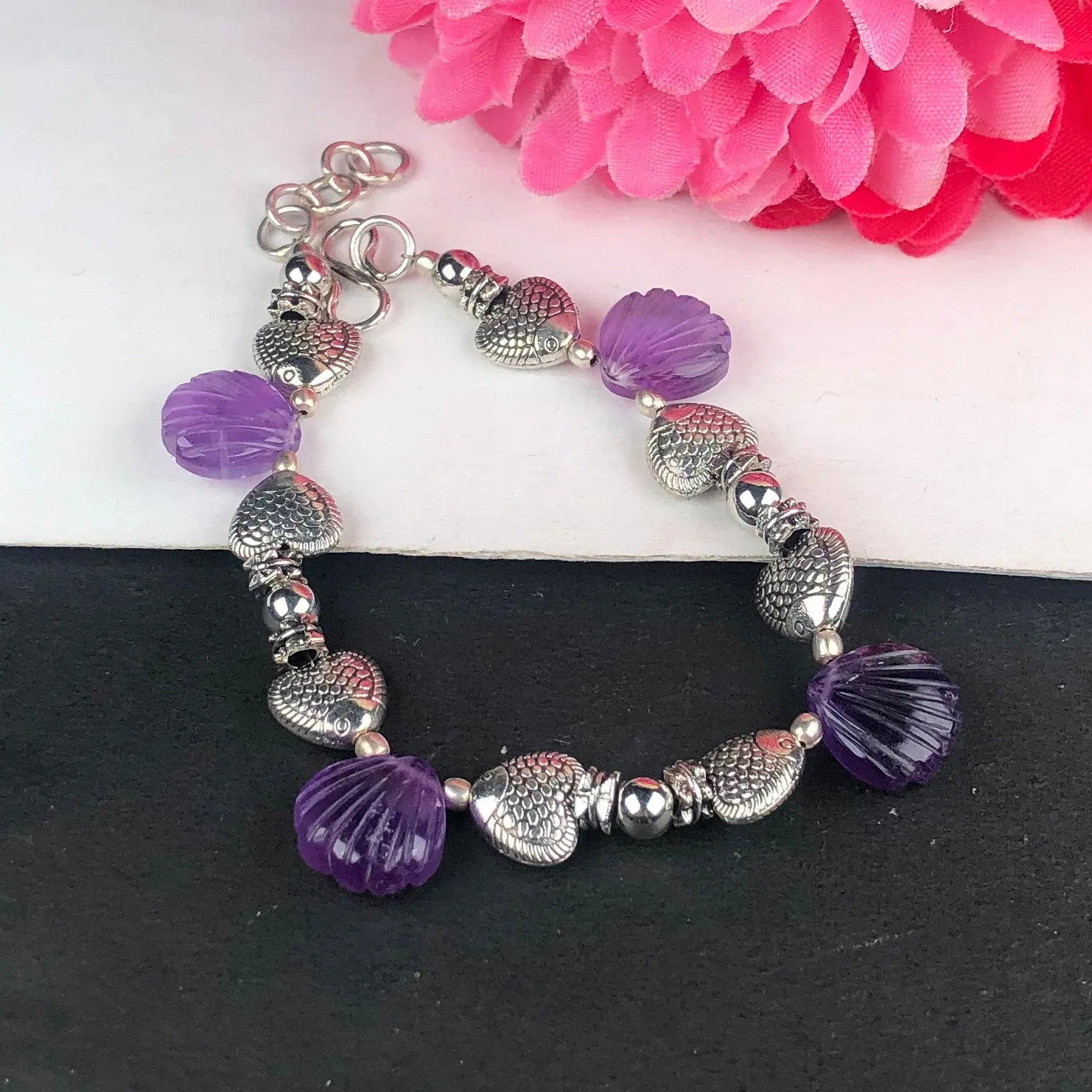 Fantastic Purple Amethyst Healing Bracelet  Adjustable
