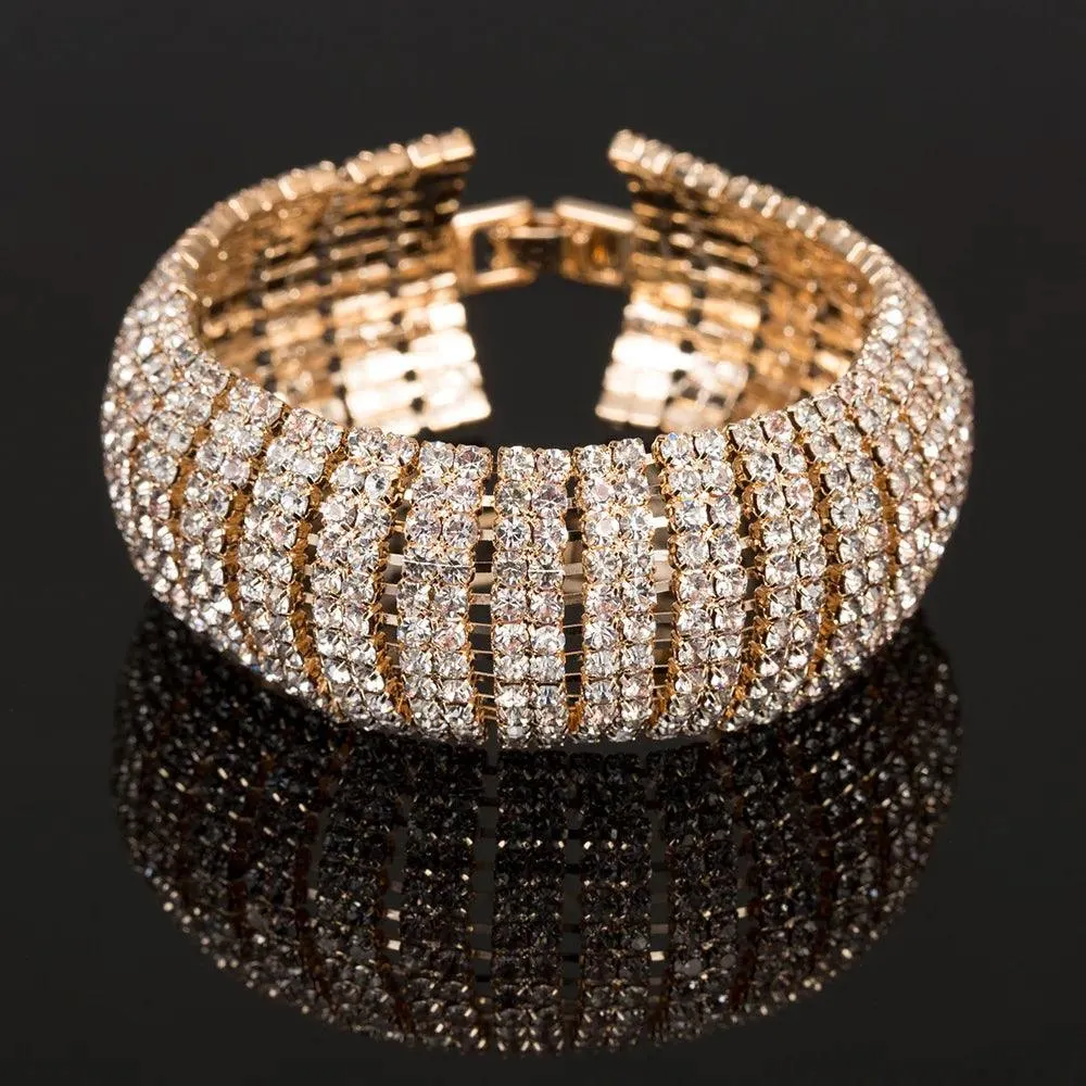 Fashion Exaggeration Big Circle Cubic Zirconia Bracelet & Bangle Crystal Charm Bracelets for Women - Popular Jewellery