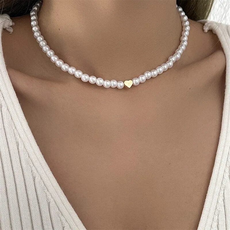 Fashion Temperament Flower Pearl Necklaces Simple Creative Round Hollow Collar Choker Necklaces for Women