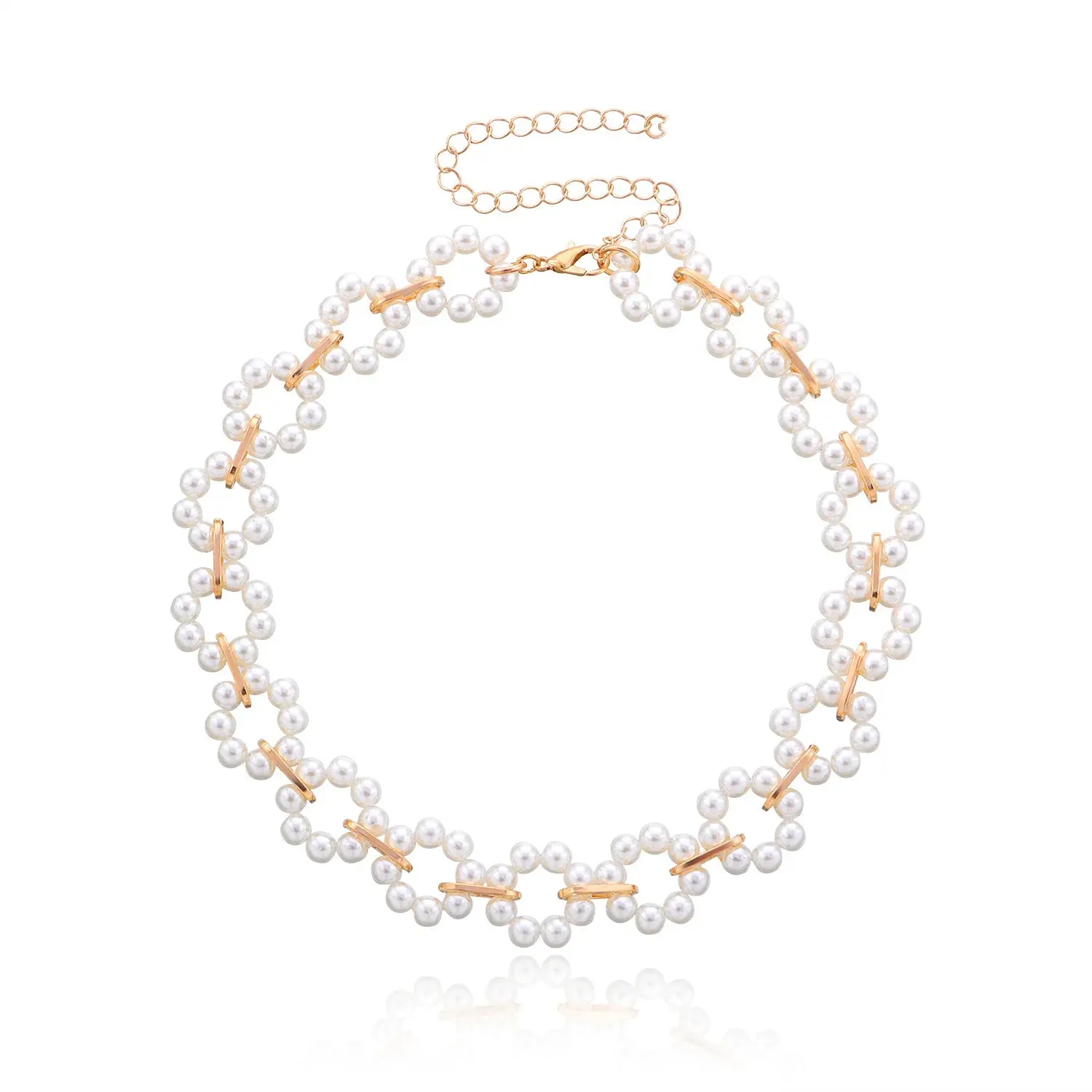 Fashion Temperament Flower Pearl Necklaces Simple Creative Round Hollow Collar Choker Necklaces for Women