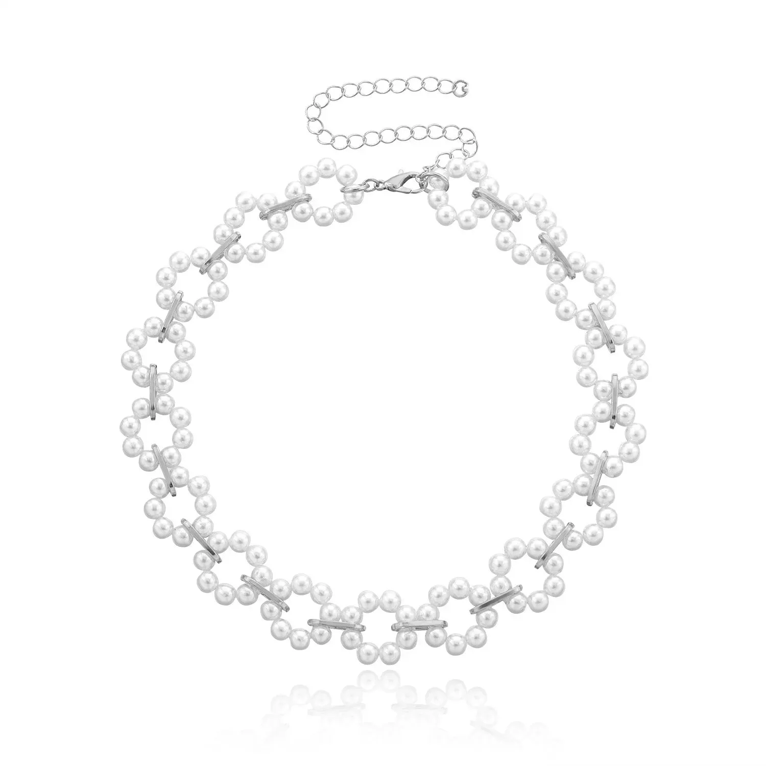Fashion Temperament Flower Pearl Necklaces Simple Creative Round Hollow Collar Choker Necklaces for Women