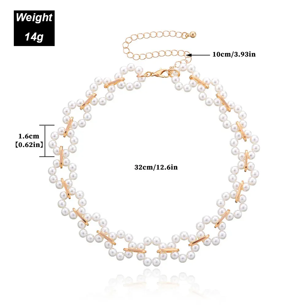 Fashion Temperament Flower Pearl Necklaces Simple Creative Round Hollow Collar Choker Necklaces for Women
