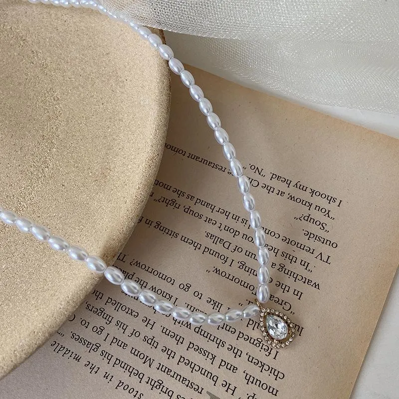 Faux Pearl Pendant Double Necklace Female Simple Temperament Wild Neck Chain Clavicle Chain