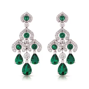 FColours of Love White Gold Emerald Chandelier Earrings