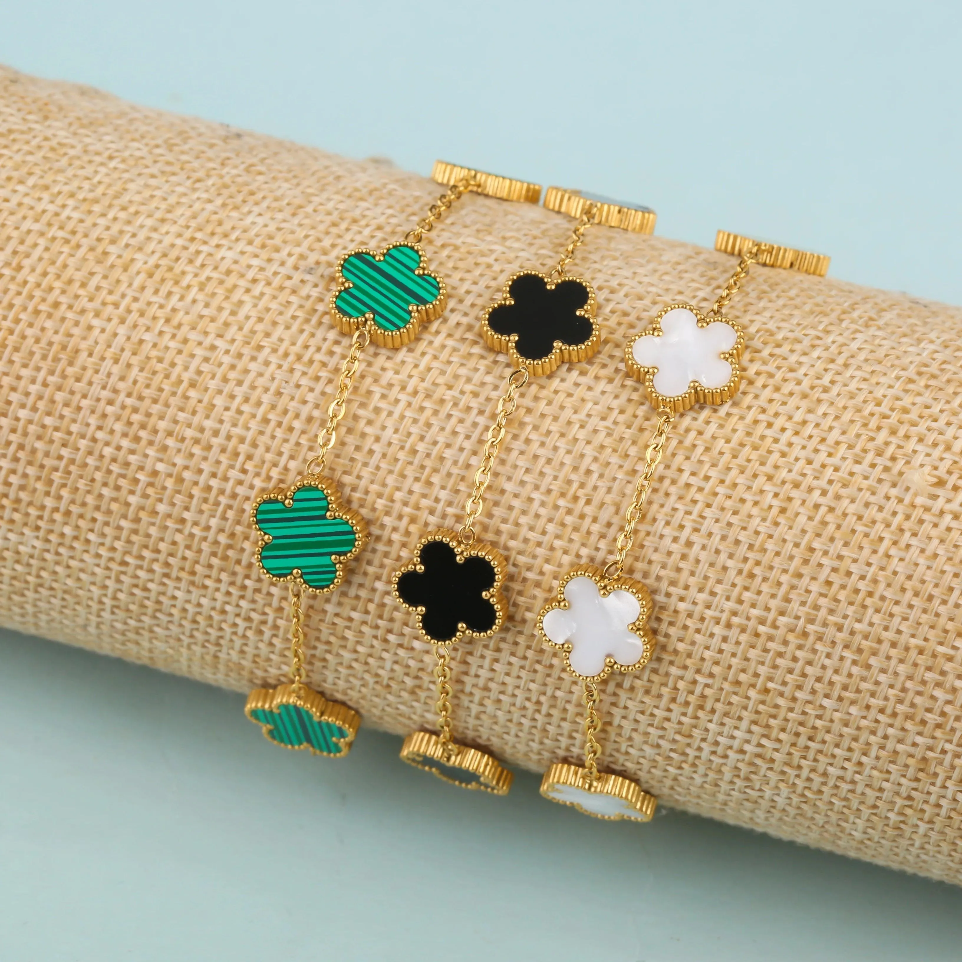 Five-Leaf Petal Flower Jewelry, Earrings, Necklace, and Bracelets, Acrylic & Stainless Steel, Waterproof, Anti-Allergic