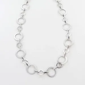 Flat Circle Link Necklace - Sterling Silver