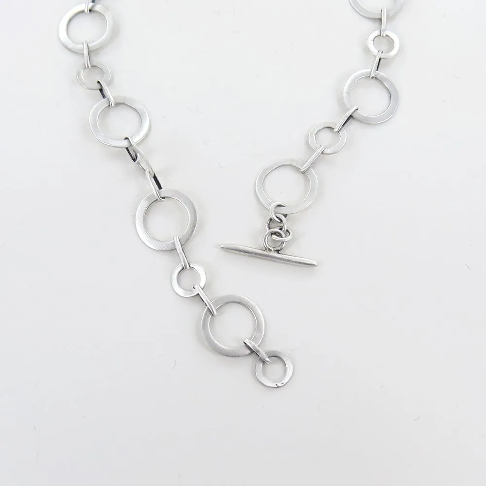 Flat Circle Link Necklace - Sterling Silver
