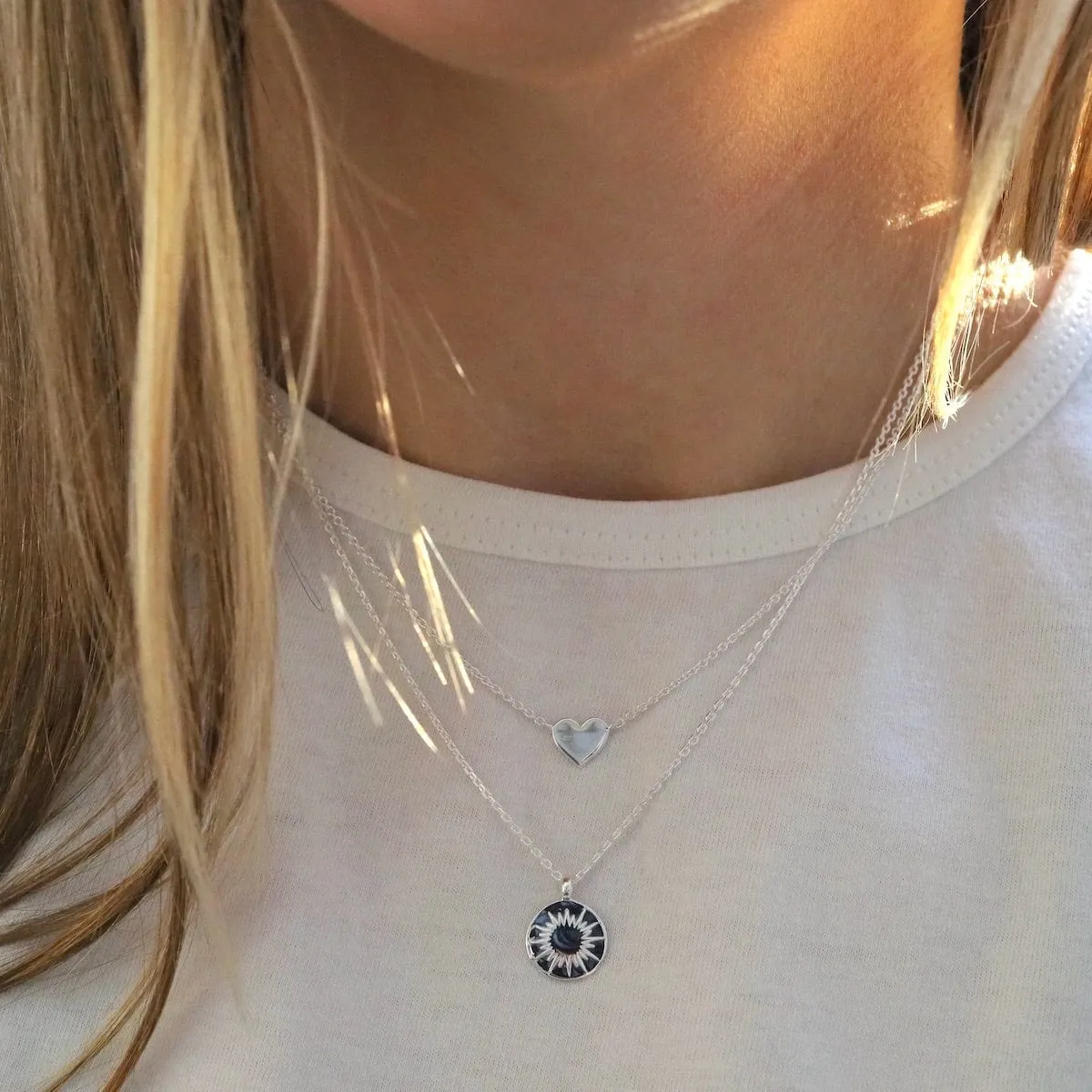 Flat Heart Necklace - Sterling Silver