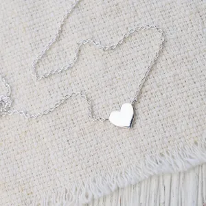 Flat Heart Necklace - Sterling Silver