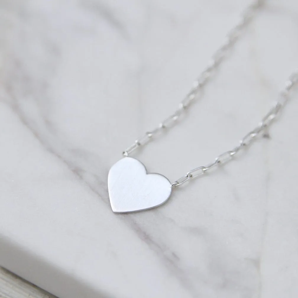 Flat Heart with Parallel Chain Necklace