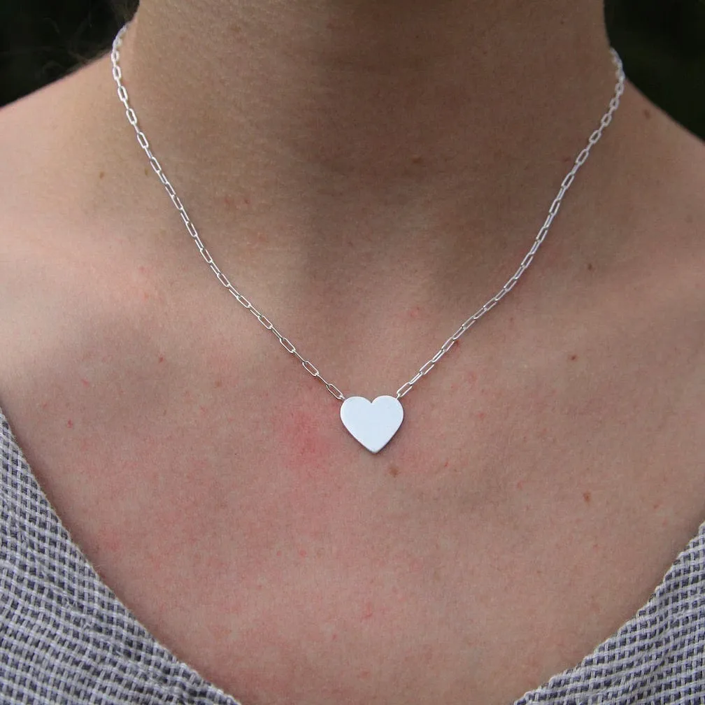 Flat Heart with Parallel Chain Necklace