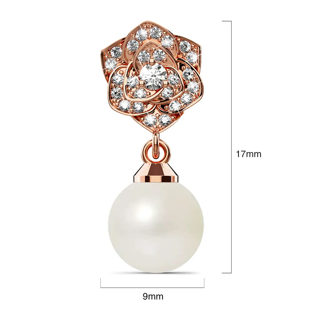 Flower Blush Earrings Embellished with SWAROVSKI® Pearls in Rose Gold