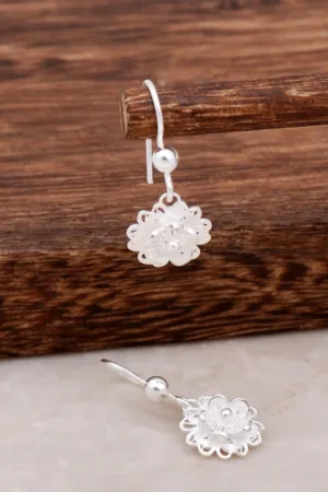 Flower Filigree Earrings in Sterling Silver