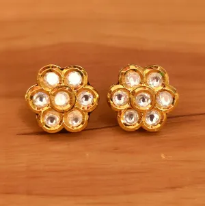 FLOWER SHAPED KUNDAN MEENAKARI STUDS