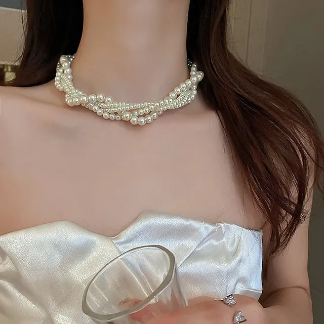 Flytonn- 1PC Necklace For Women's Pearl Necklace for Women 18k Gold Filled Dainty Freshwater Pearl Necklace Handmade Simple Pearl Necklaces Everyday Jewelry Gifts