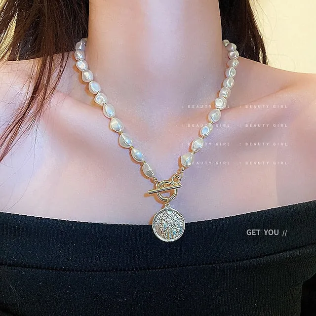 Flytonn- 1PC Necklace For Women's Pearl Necklace for Women 18k Gold Filled Dainty Freshwater Pearl Necklace Handmade Simple Pearl Necklaces Everyday Jewelry Gifts