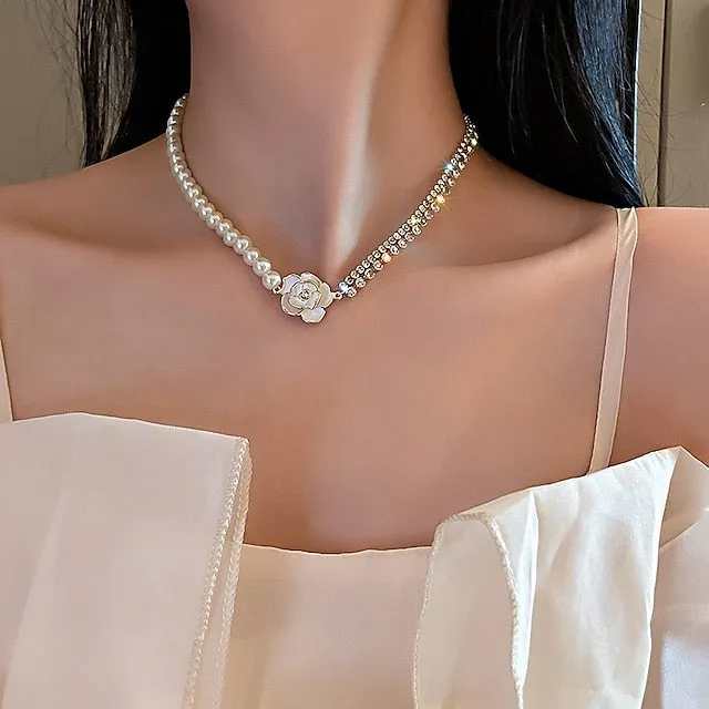 Flytonn- 1PC Necklace For Women's Pearl Necklace for Women 18k Gold Filled Dainty Freshwater Pearl Necklace Handmade Simple Pearl Necklaces Everyday Jewelry Gifts