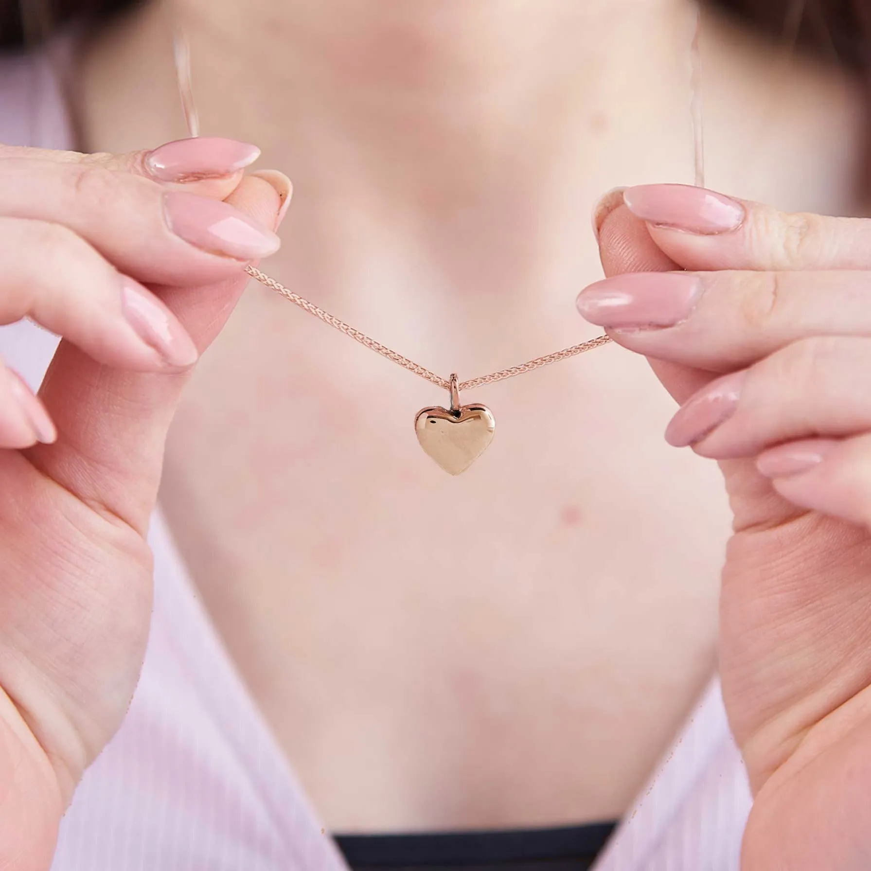 Forever Heart Solid Rose Gold Necklace