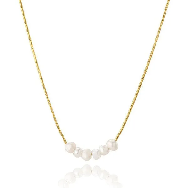 Freshwater Pearl and Gold Chain Necklace