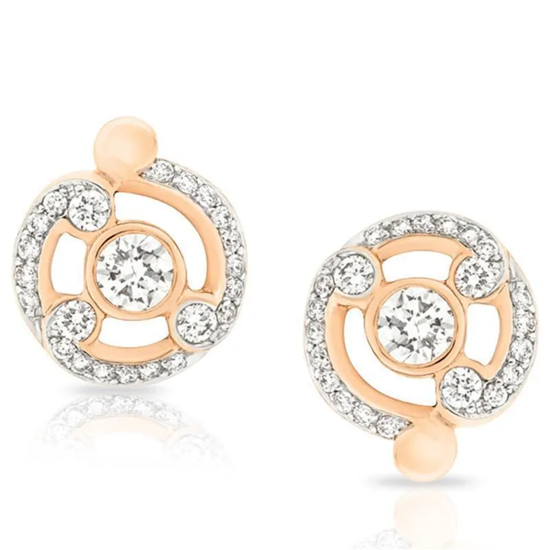 FRococo 18ct Rose Gold Diamond Pave Stud Earrings