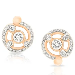 FRococo 18ct Rose Gold Diamond Pave Stud Earrings