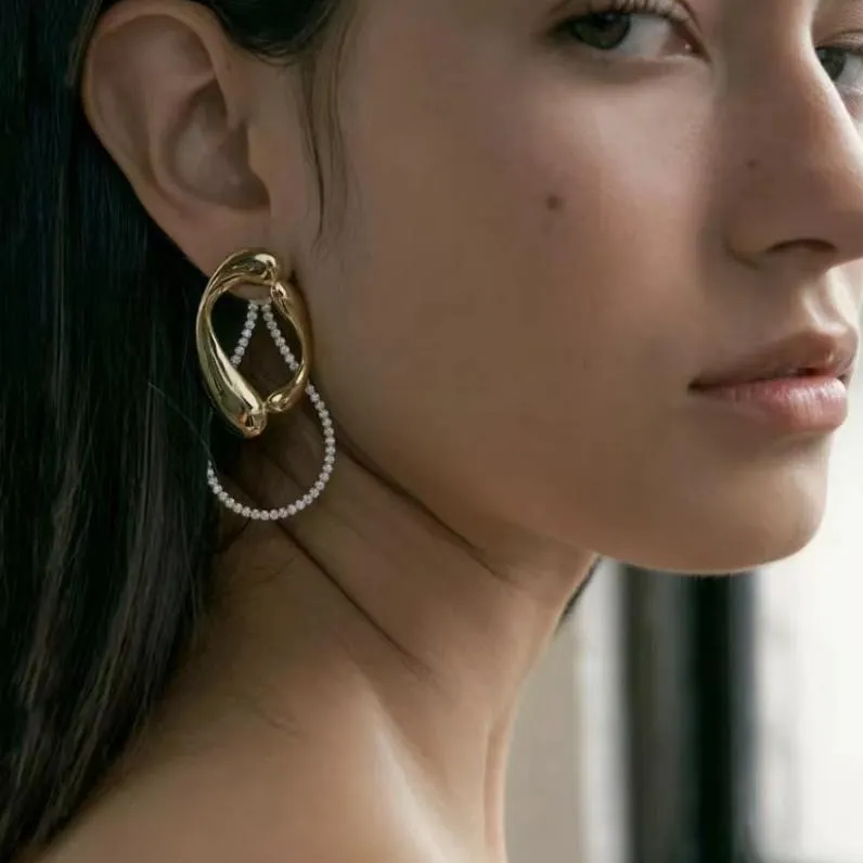 Geometric Accent Drop-shaped Crystal Artistic Earrings
