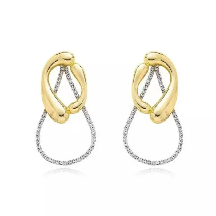 Geometric Accent Drop-shaped Crystal Artistic Earrings