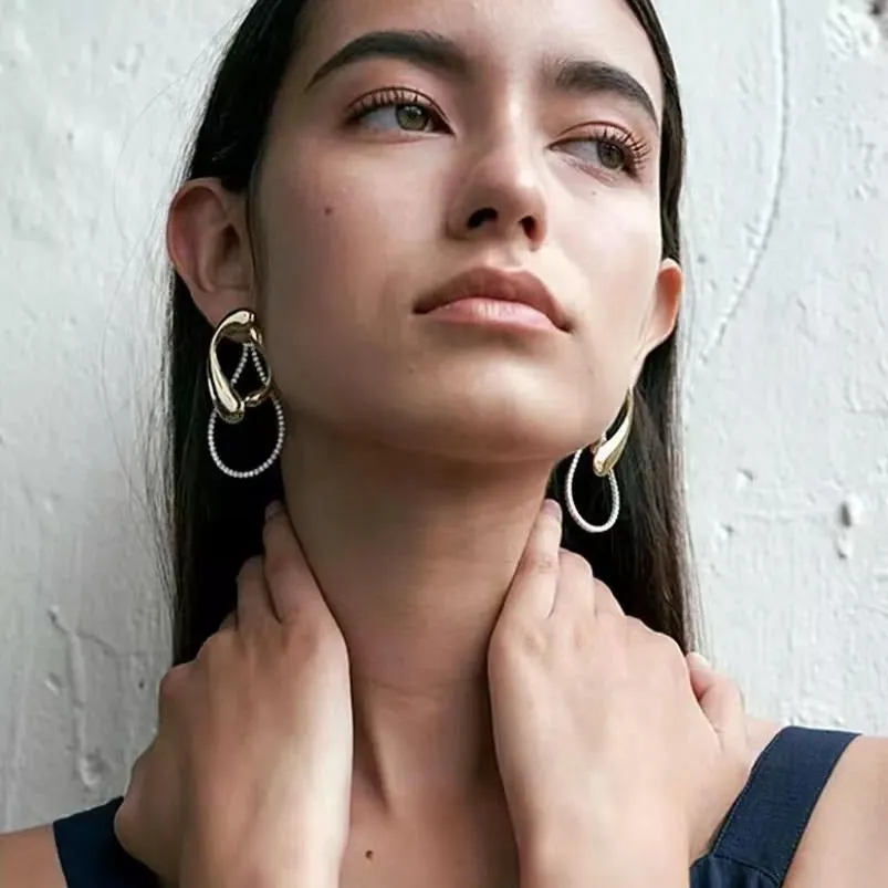 Geometric Accent Drop-shaped Crystal Artistic Earrings