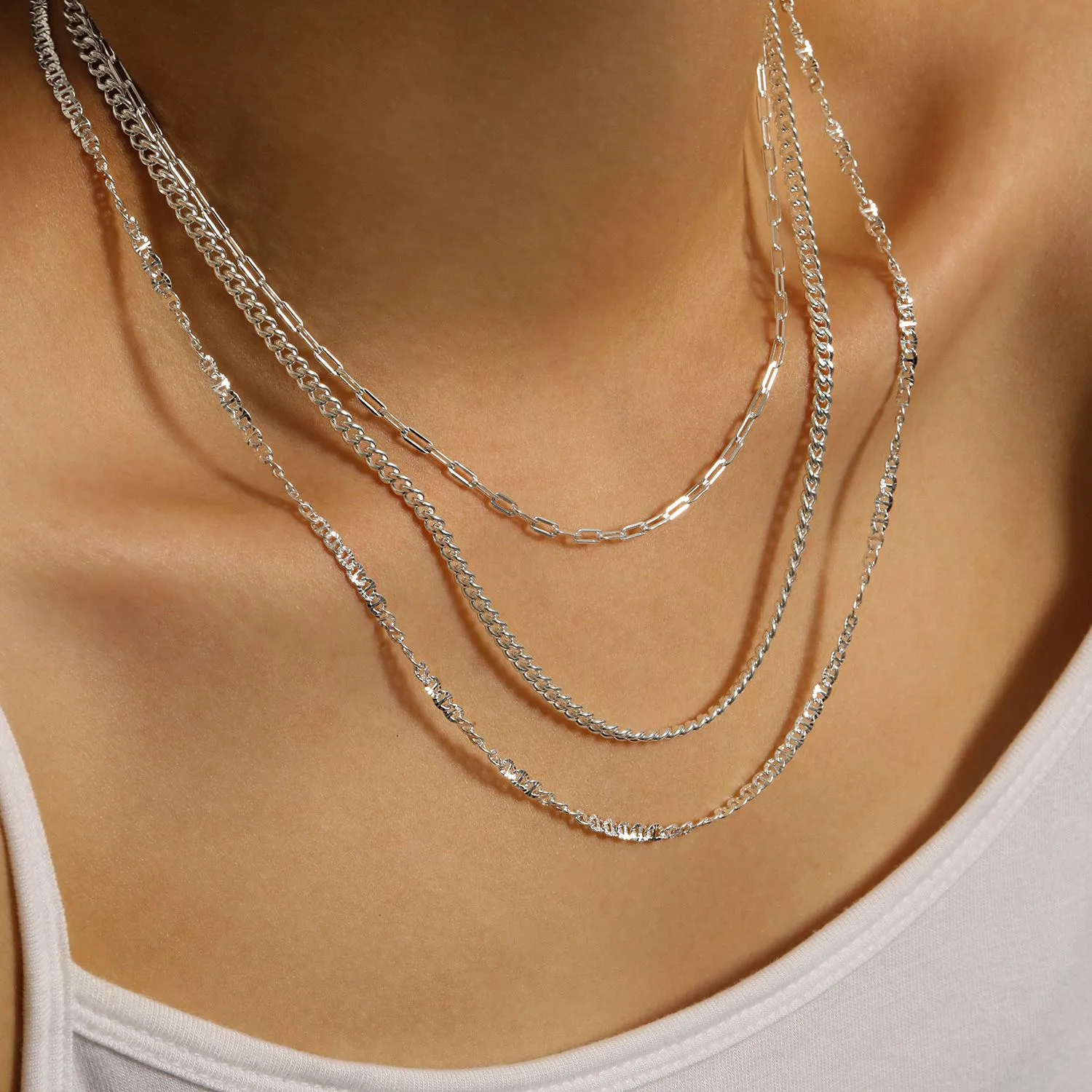 Geometry Collection Necklace in Sterling Silver and Gold