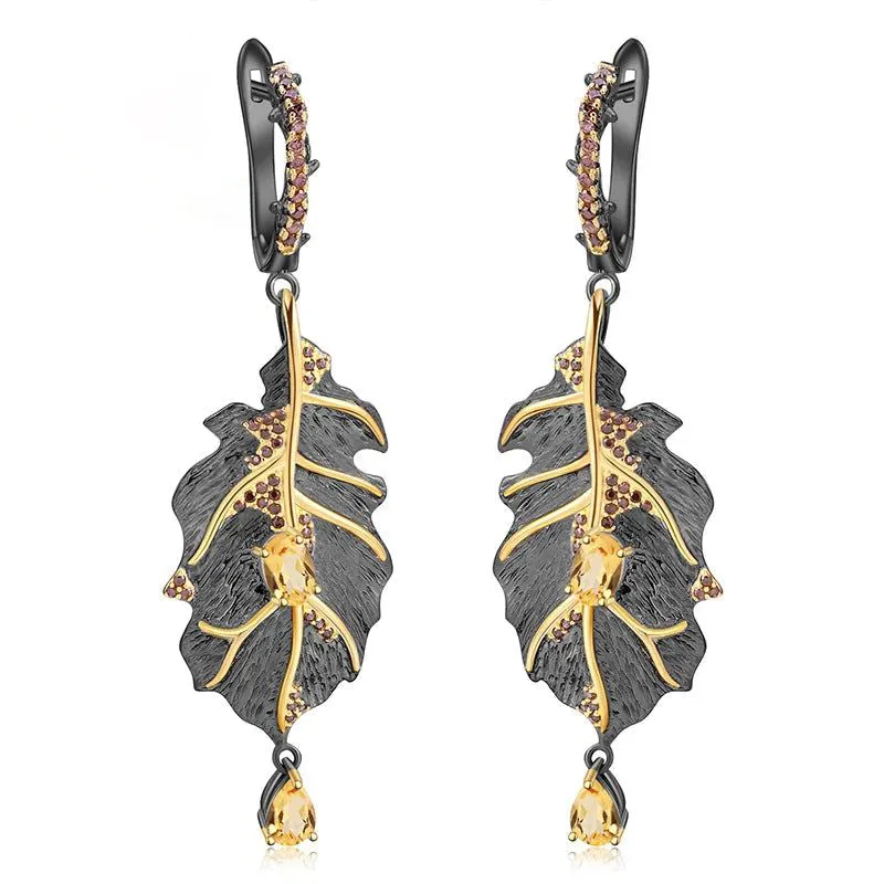 Georgia O'Keeffe Natural Citrine Drop Earrings for Women